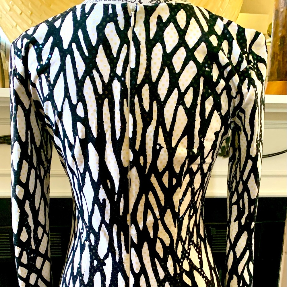 Cocktail dress white and black sequins